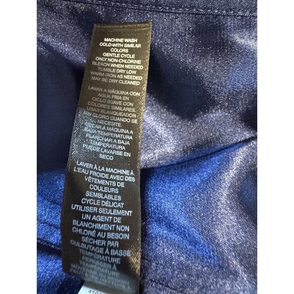 WHBM Long Maxi Formal Dress 6 Blue Stretch Wedding Party Cruise Washable - Picture 10 of 12